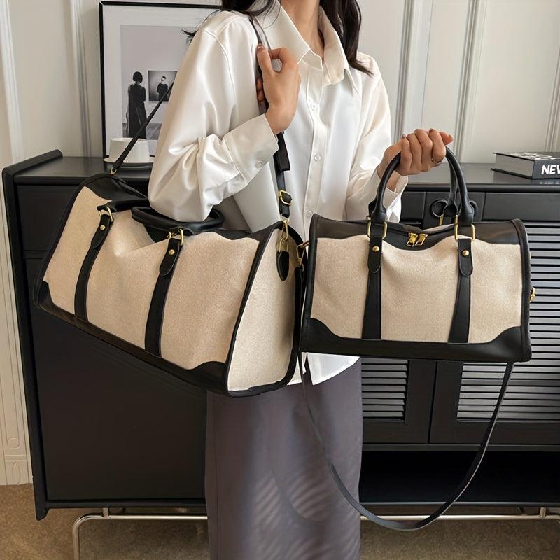 Vintage Canvas Boston Bag for Women Large Capacity Travel Handbag