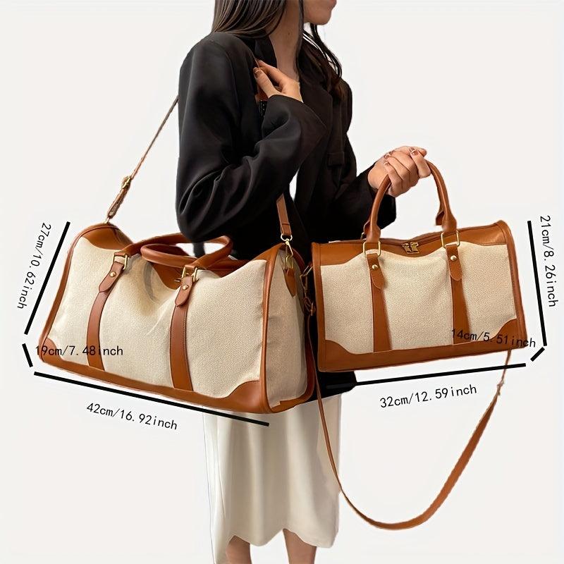 Vintage Canvas Boston Bag for Women Large Capacity Travel Handbag