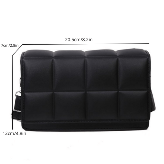 Lattice Pattern Crossbody Flap Bag PU Leather Textured Bag