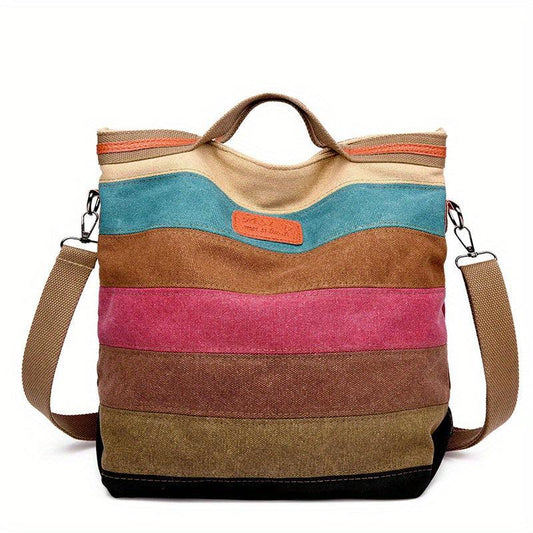Canvas Top Handle Shoulder Bag Multicolored
