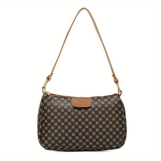 Polka Dot Print Shoulder Bag Zipper Square Baguette Bag