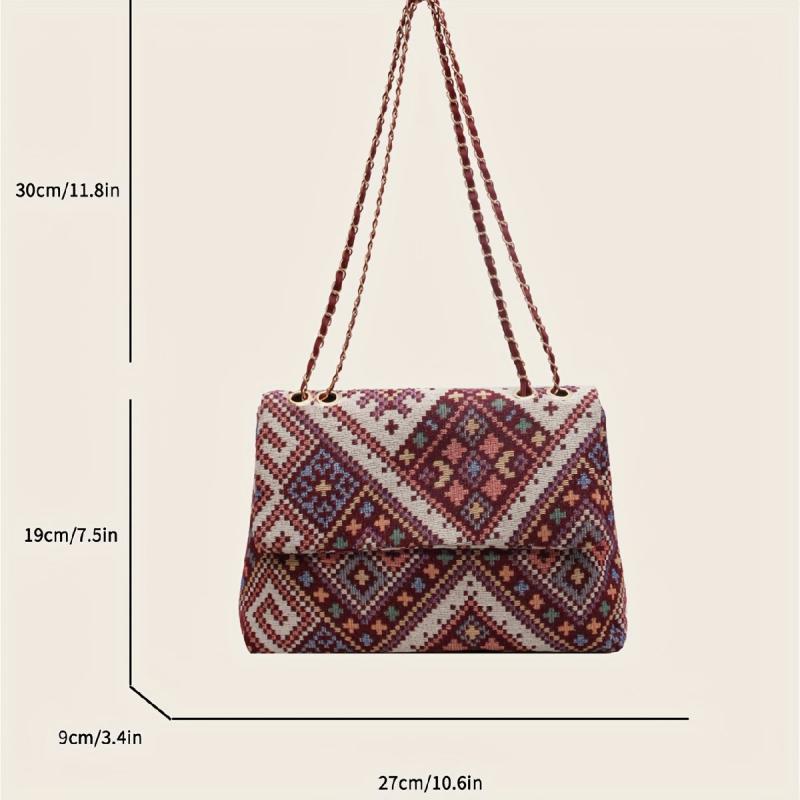 Ethnic Style Geometric Graphic Shoulder Bag