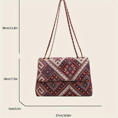 Ethnic Style Geometric Graphic Shoulder Bag