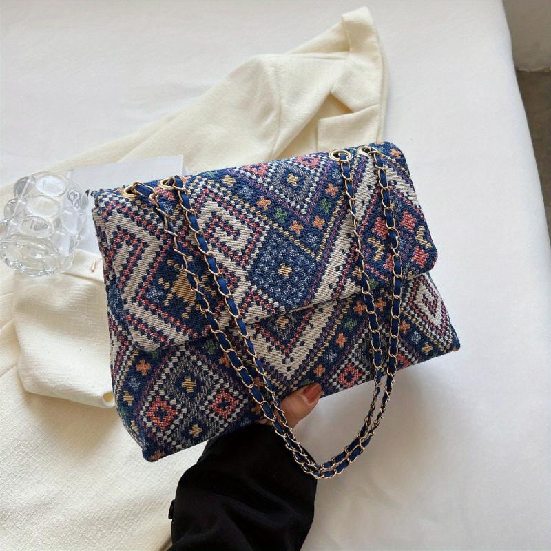 Ethnic Style Geometric Graphic Shoulder Bag