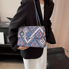 Ethnic Style Geometric Graphic Shoulder Bag