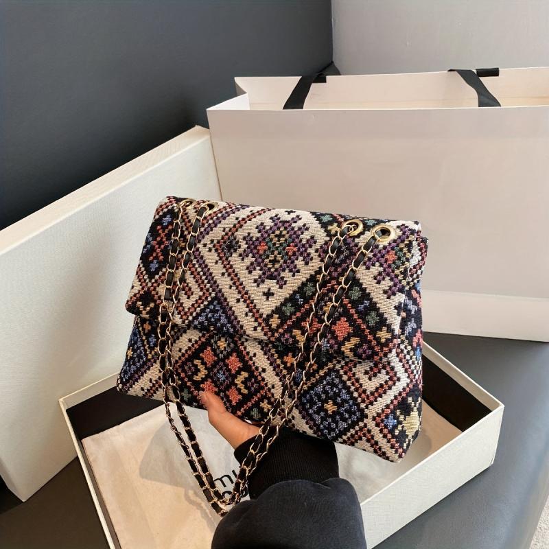 Ethnic Style Geometric Graphic Shoulder Bag