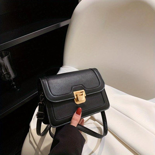Two Tone Square Shoulder Bag with Buckle Crossbody
