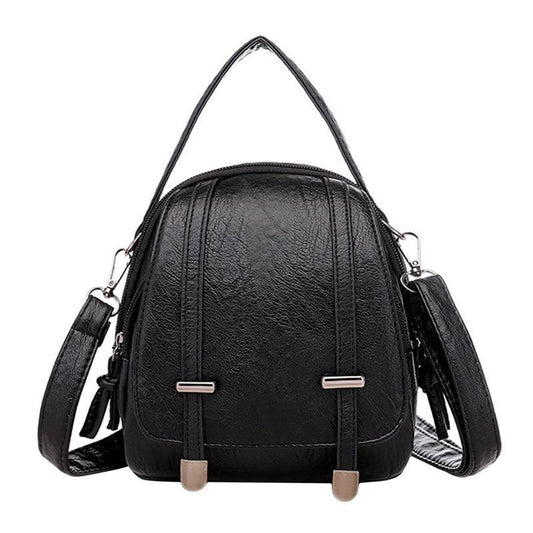 Retro Faux Leather Zipper Crossbody Bag with Adjustable Strap