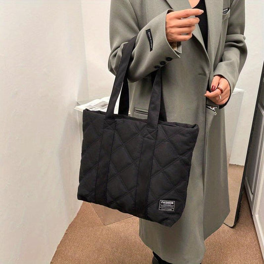 Angle Embroidery Tote Bag Puffer Nylon Shoulder Bag Padded Handbags For Women