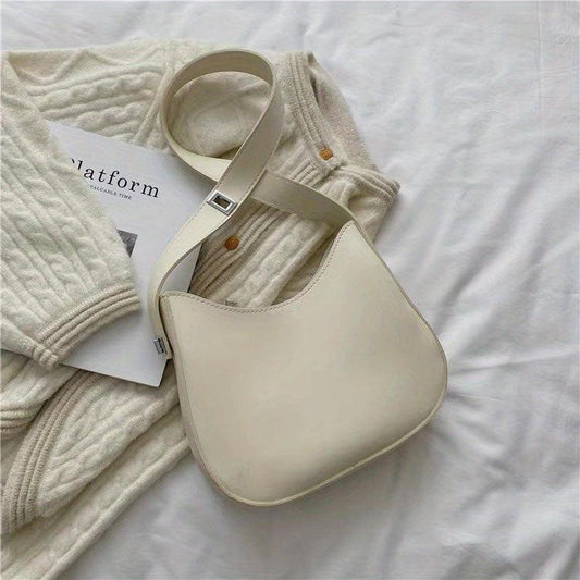 Textured PU Leather Underarm Bag with Zipper
