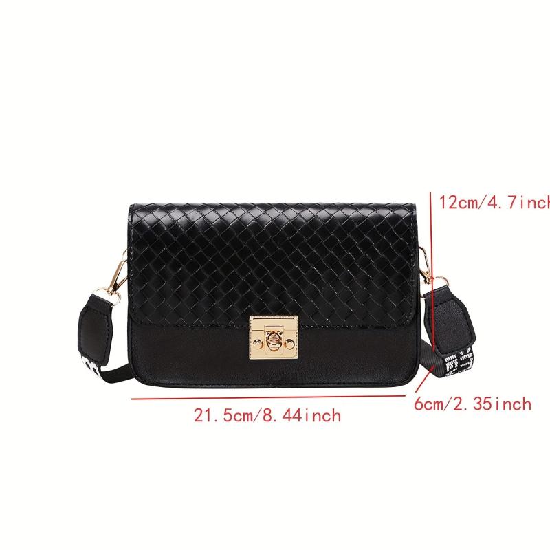 Square Flap Shoulder Bag with Wide Strap for Work