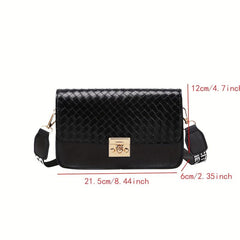 Square Flap Shoulder Bag with Wide Strap for Work