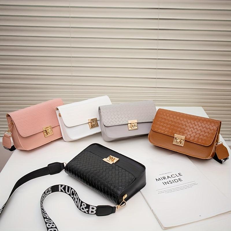 Square Flap Shoulder Bag with Wide Strap for Work