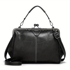 Kiss Lock Retro Crossbody Bag Frame Bag PU Leather Shoulder Bag