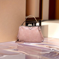 Kiss Lock Retro Crossbody Bag Frame Bag PU Leather Shoulder Bag