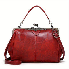 Kiss Lock Retro Crossbody Bag Frame Bag PU Leather Shoulder Bag