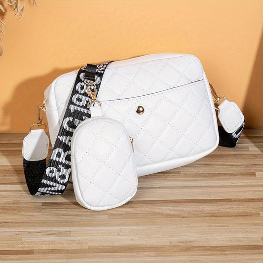 Stylish Shoulder Bag With Little Pouch Letter Pattern Crossbody Bag