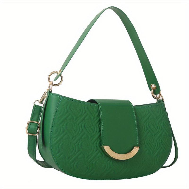 Women's Embroidery Shoulder Bag with Buckle Decor