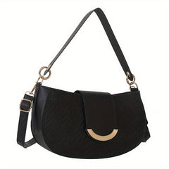 Women's Embroidery Shoulder Bag with Buckle Decor