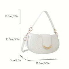 Women's Embroidery Shoulder Bag with Buckle Decor