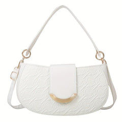 Women's Embroidery Shoulder Bag with Buckle Decor
