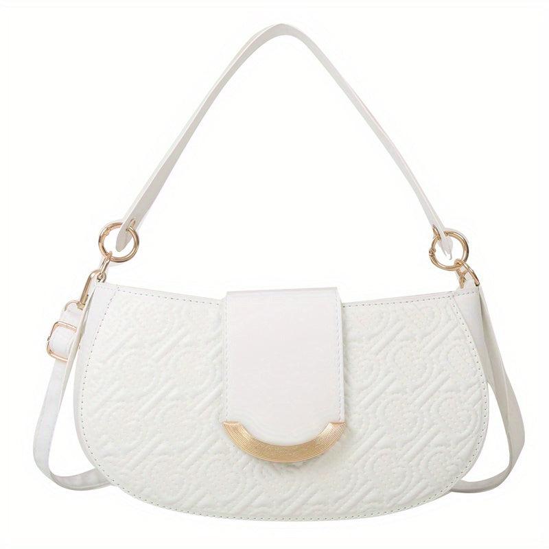 Women's Embroidery Shoulder Bag with Buckle Decor