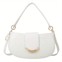 Women's Embroidery Shoulder Bag with Buckle Decor