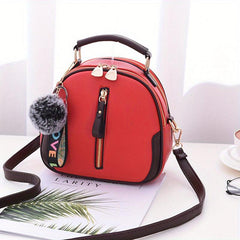 Women's Crossbody Bag with Pompom Pendant