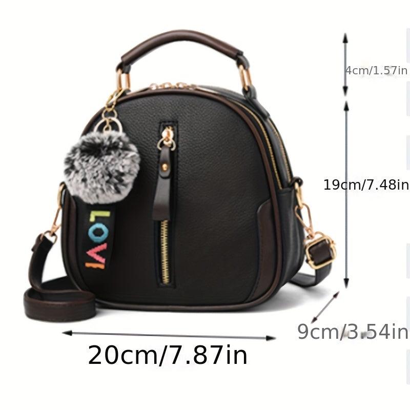 Women's Crossbody Bag with Pompom Pendant