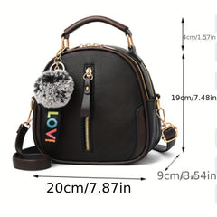Women's Crossbody Bag with Pompom Pendant