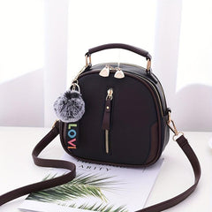 Women's Crossbody Bag with Pompom Pendant