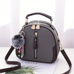 Women's Crossbody Bag with Pompom Pendant