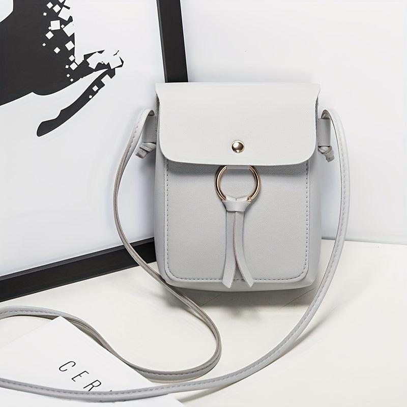 Small Square Shoulder Bag Solid Flap Bag Casual Storage Bag