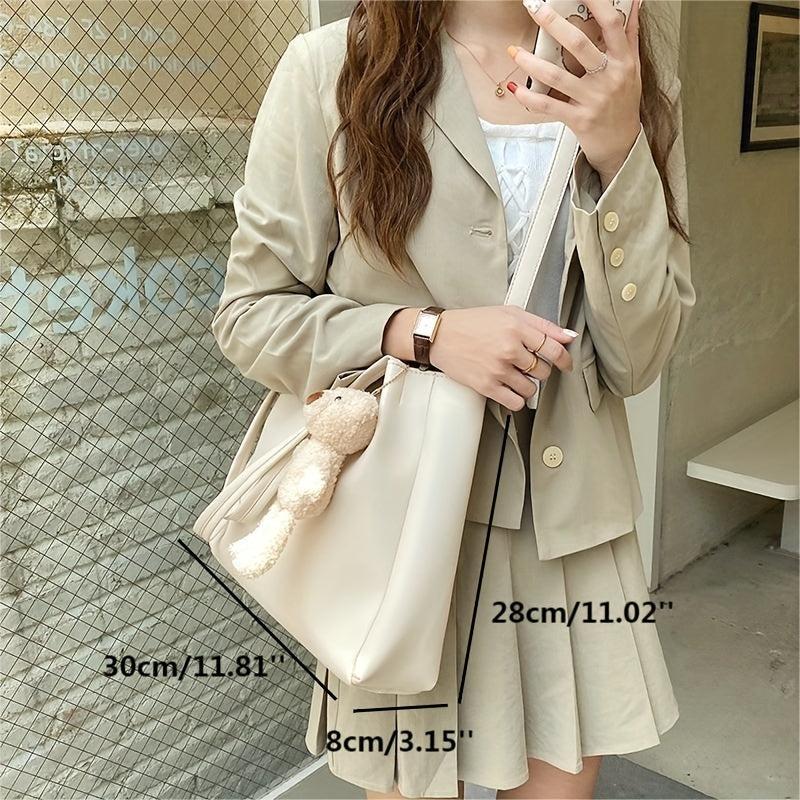 Large Capacity Crossbody Bag Solid Shoulder Tote Bag For Work