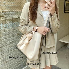 Large Capacity Crossbody Bag Solid Shoulder Tote Bag For Work