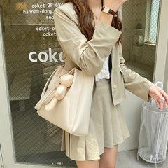 Large Capacity Crossbody Bag Solid Shoulder Tote Bag For Work
