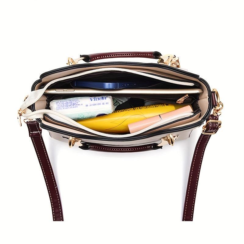 Portable Top Handle Handbag PU Leather Versatile Shoulder Bag Detachable Strap