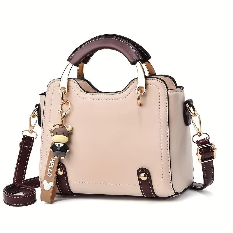 Portable Top Handle Handbag PU Leather Versatile Shoulder Bag Detachable Strap