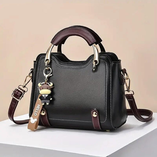 Portable Top Handle Handbag PU Leather Versatile Shoulder Bag Detachable Strap