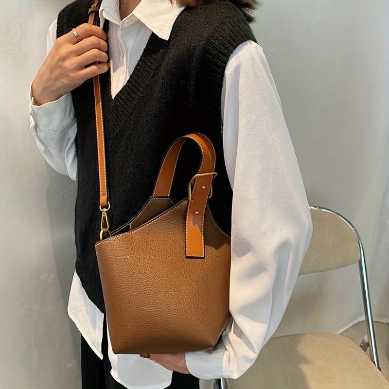 Vintage Bucket Bag Small Crossbody Faux Leather Handbags