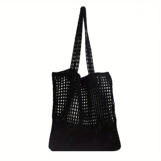 Hollow Out Crochet Bag Literary Shoulder Bag Knitted Tote Bag
