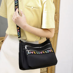 Embroidered Shoulder Bag Casual Lightweight Zipper Crossbody Bag