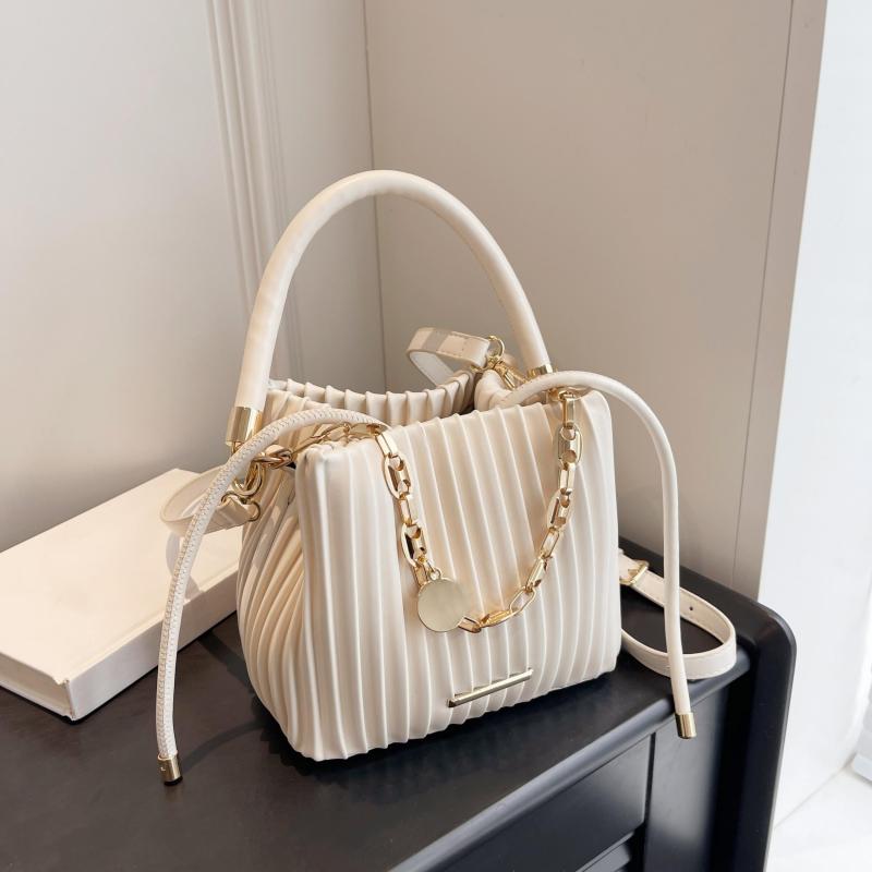 Ruched Chain Clutch Niche Crossbody Bag Mini Bucket Purse