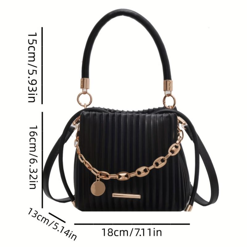 Ruched Chain Clutch Niche Crossbody Bag Mini Bucket Purse