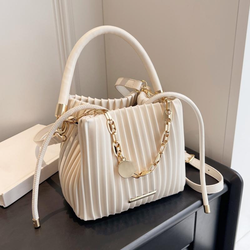 Ruched Chain Clutch Niche Crossbody Bag Mini Bucket Purse