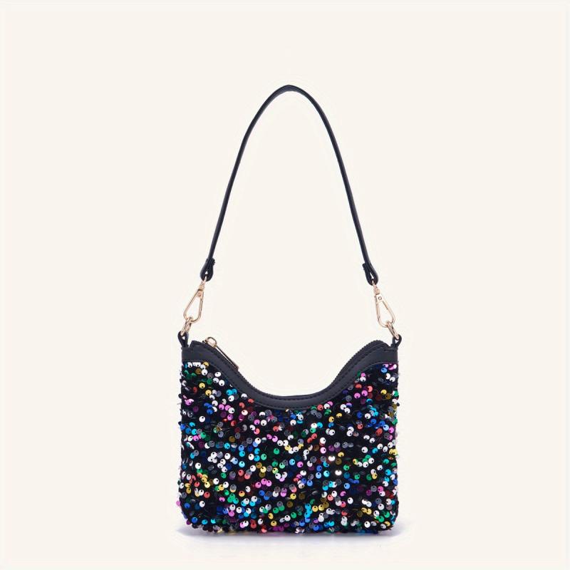 Glitter Underarm Bag Sparkly Shoulder Purse Versatile Baguette Bag