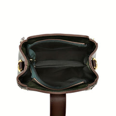 Stylish PU Leather Shoulder Bag Top Handle Zipper Crossbody Bag