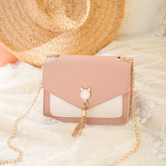 Mini Crossbody Bag Cat Decor Shoulder Bag Square Purse