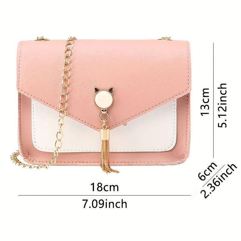 Mini Crossbody Bag Cat Decor Shoulder Bag Square Purse