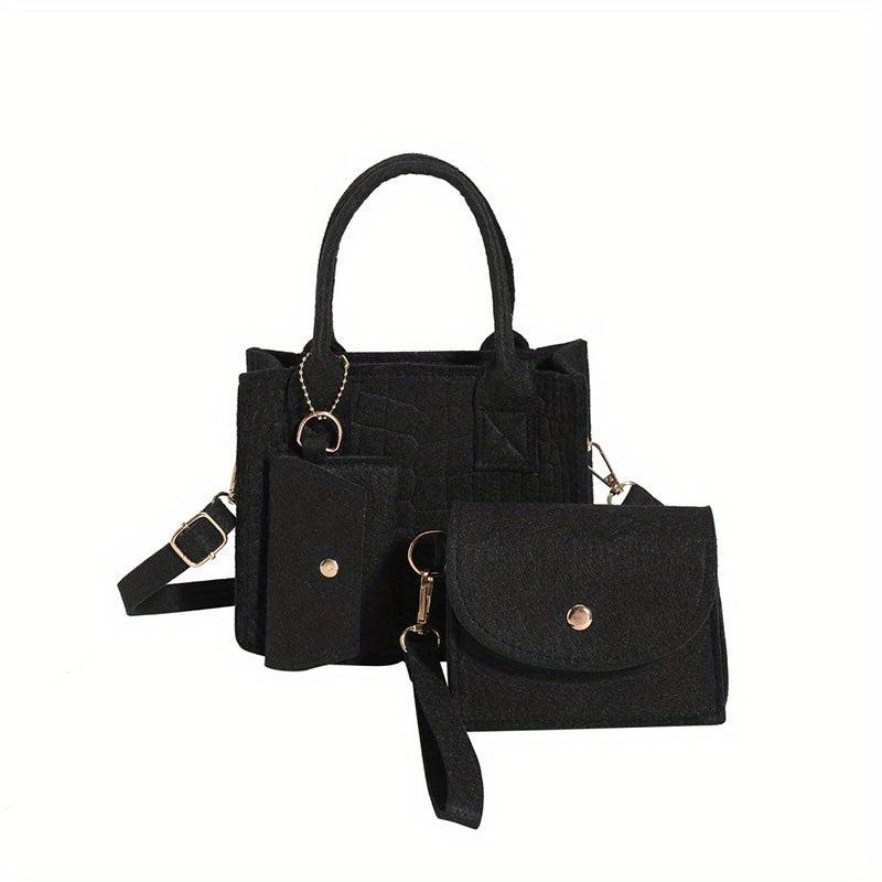 Felt Square Shoulder Bag with Mini Purses